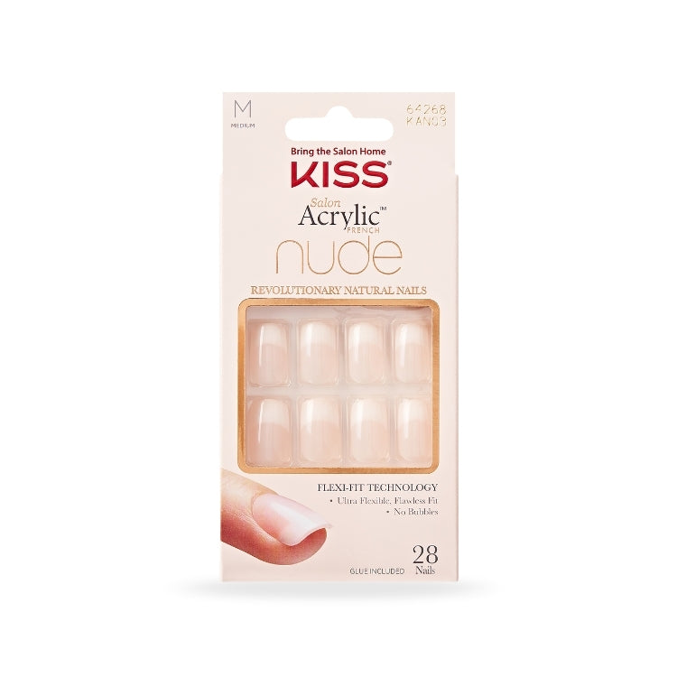 Acrylic French Nude Nails - Cashmere in een transparante verpakking met 28 flexibele nagels in nude kleur.