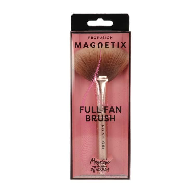 Magnetix Full Fan Brush in een elegante verpakking met een gouden steel en zachte, volle haartjes voor een perfecte applic...