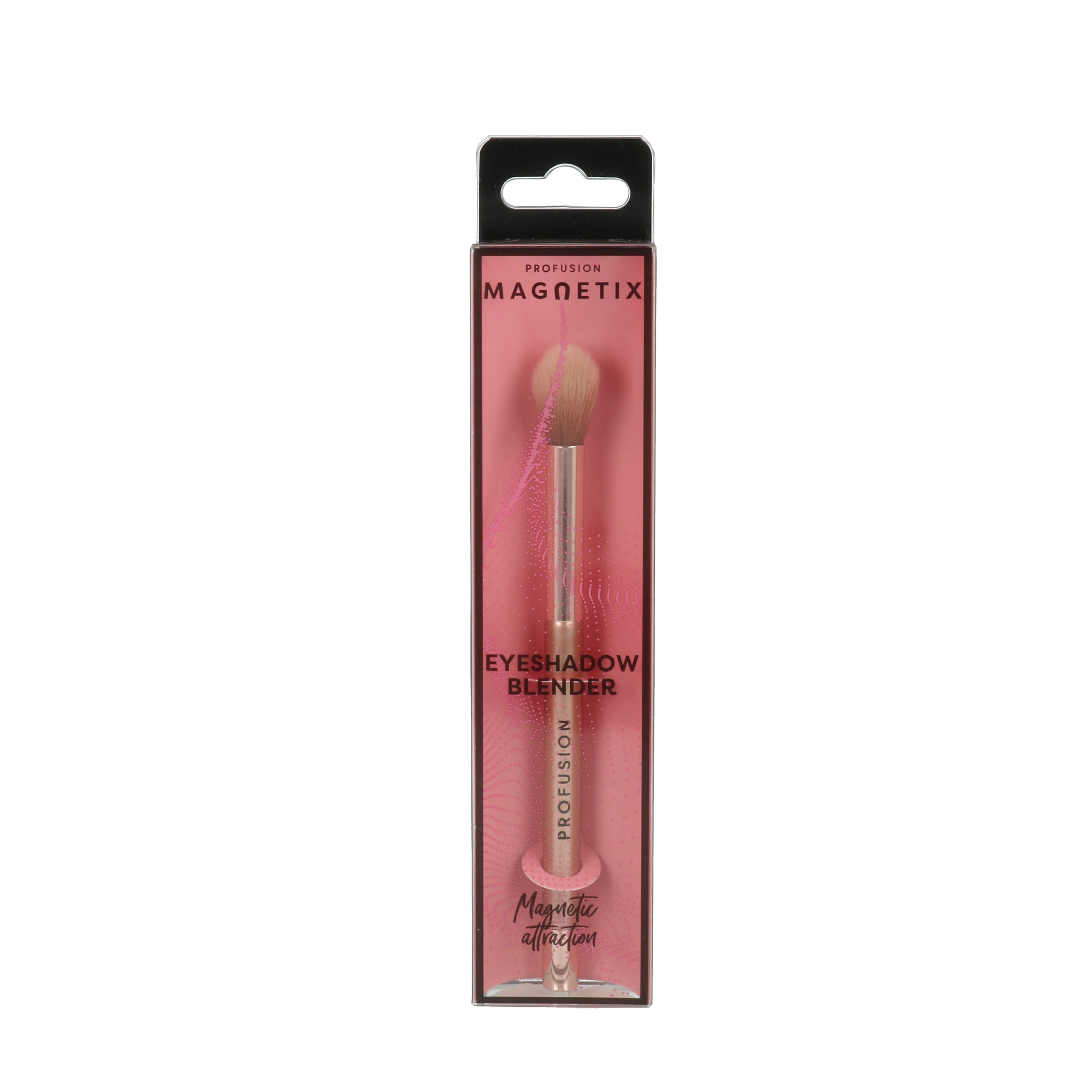 Magnetix Eyeshadow Blender Brush van Profusion, een zachte, ronde kwast in een stijlvolle verpakking met roze accenten.