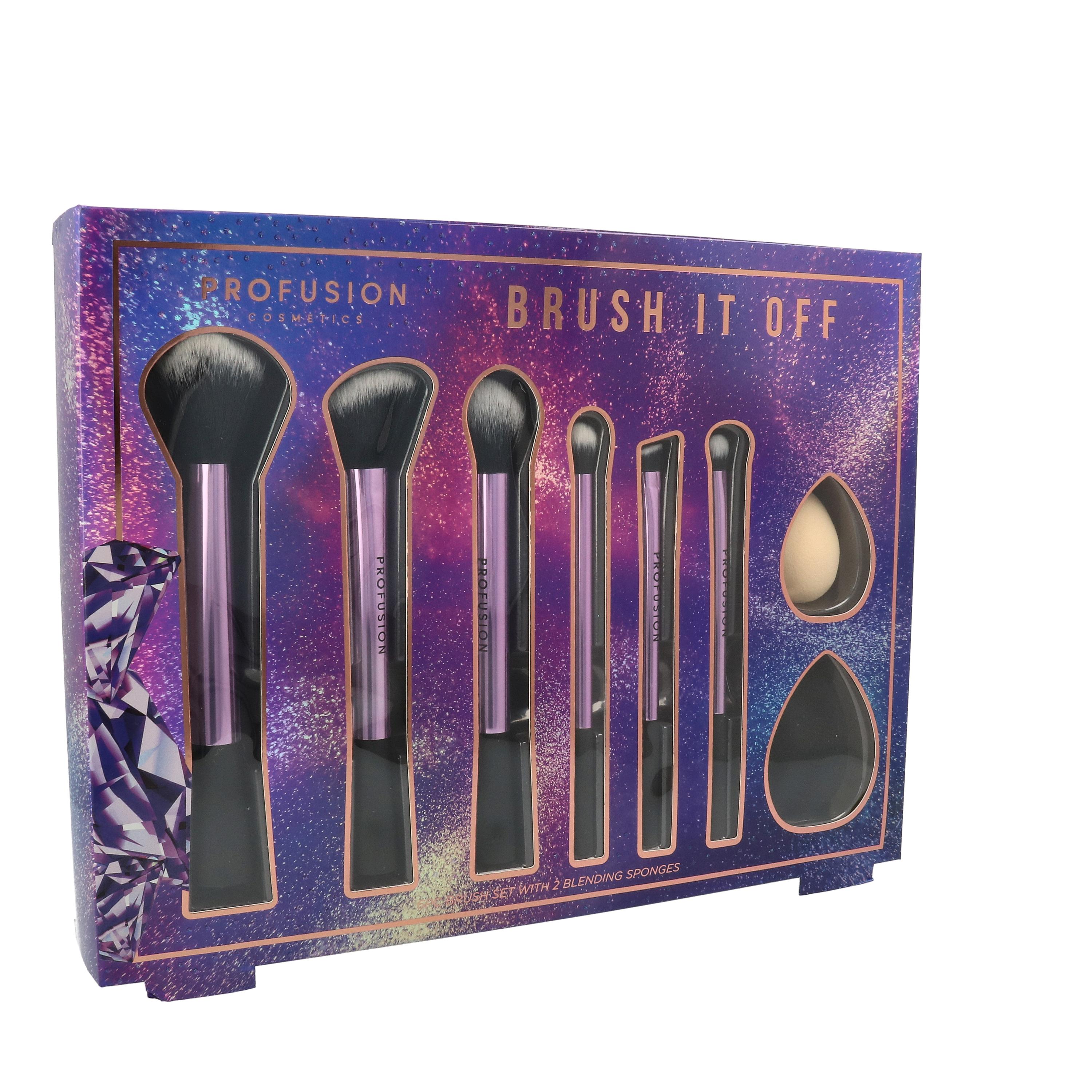 Euphoric Glam - Brush It Off Makeup Brush & Blender Set in een kleurrijke verpakking met verschillende make-upkwasten en e...