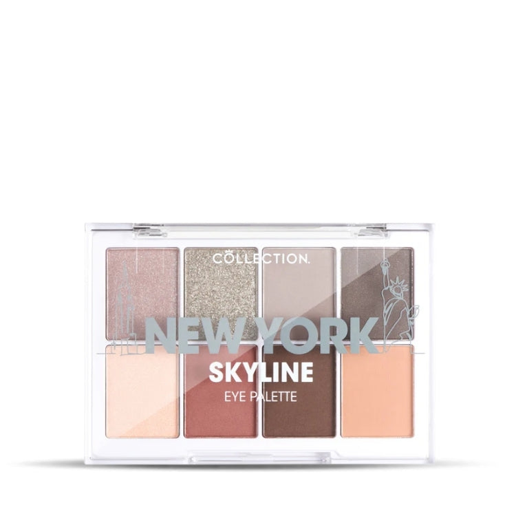 Eye Palette - New York Skyline met 8 oogschaduwkleuren in een transparante verpakking, variërend van neutraal tot glinster...