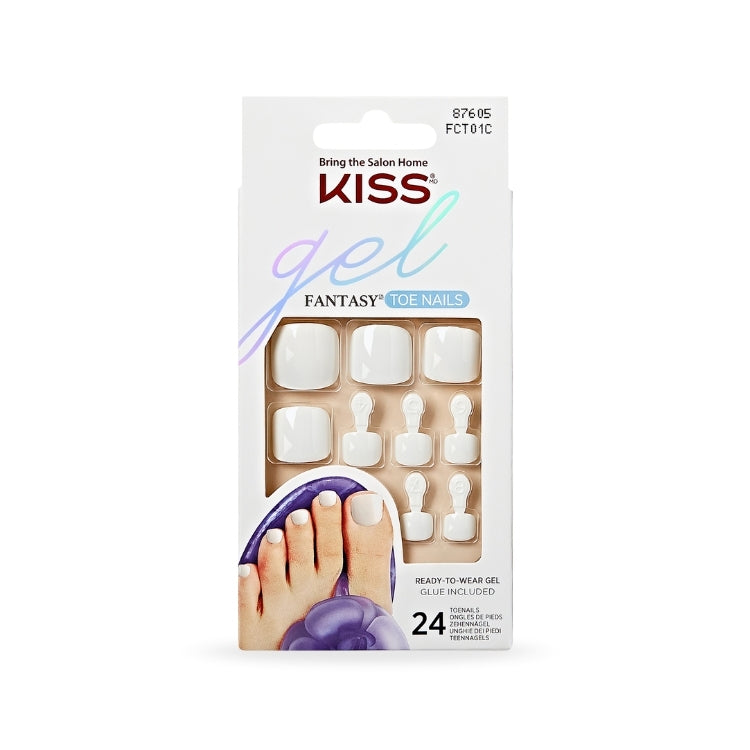 Gel Fantasy Toenails - This is Classic, witte gelteennagels in verpakking met 24 nagels en lijm. Perfect voor een salonlook.