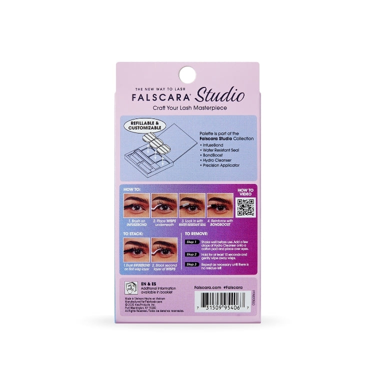 Falscara Studio Palette 8mm-12mm | Delicate Fluffy met instructies en een kleurrijke verpakking voor het creëren van wimpers.