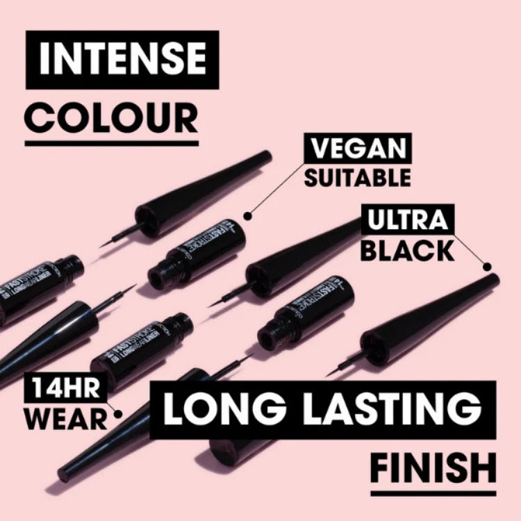 Fast Stroke Long Wear Liner in ultra zwart, slanke verpakking met applicator voor langdurige, intense kleur. Vegan.