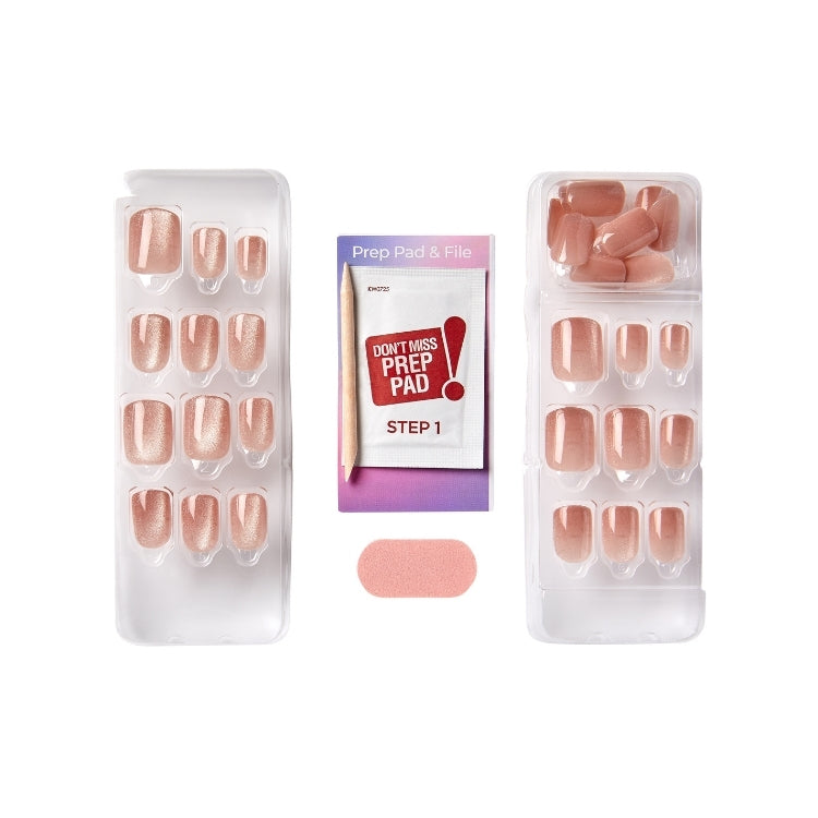 imPRESS Color FX - Starstruck, set kunstnagels in nude tint met verpakking en prep pad voor eenvoudige applicatie.