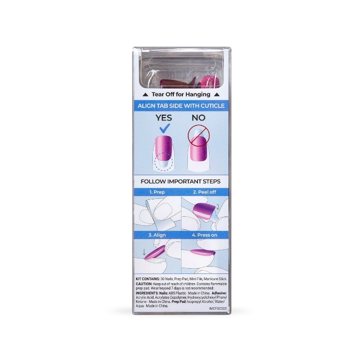 imPRESS Color FX - Levels, roze nagels met een glanzende afwerking in een duidelijke verpakking met instructies.