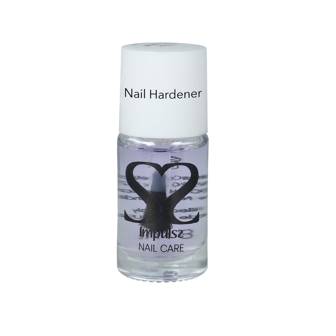 Impulss Nail Hardener in een transparante fles met witte dop, ideaal voor sterke en gezonde nagels.