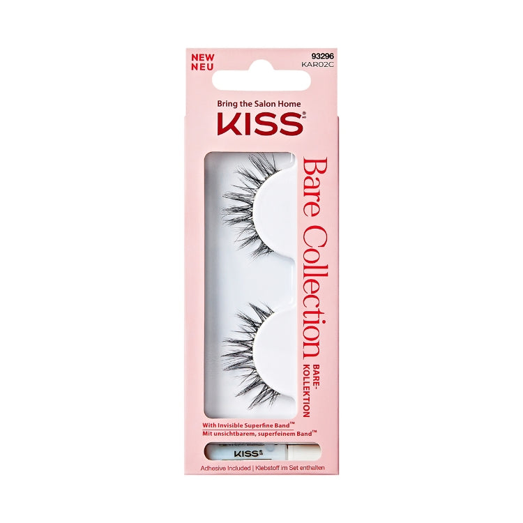 Kiss Bare Collection 02, natuurlijke wimpers in een roze verpakking met transparante band voor een subtiele look.