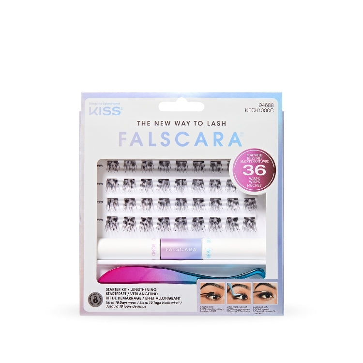 Falscara Starter Kit 10mm-12mm | Lengthening met zwarte wimpers en een handige verpakking voor eenvoudige applicatie.