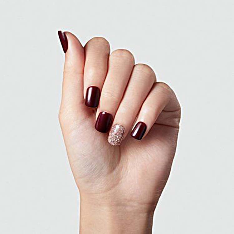 imPRESS Nails - No Other, stijlvolle bordeauxrode nagels met een glinsterende accentnagel. Perfect voor een glamoureuze look.