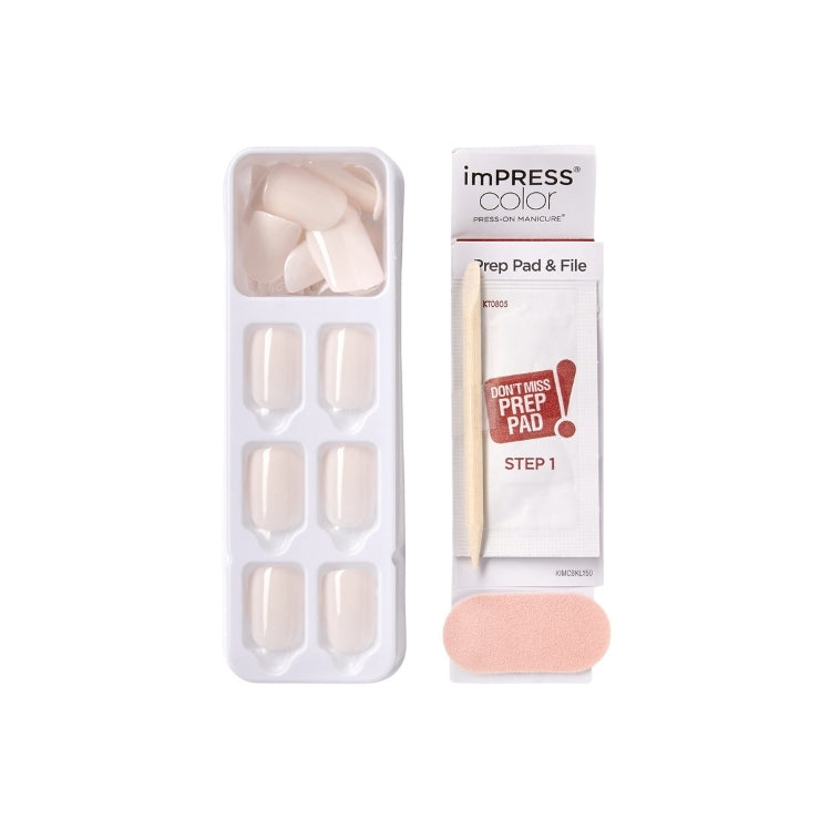 imPRESS Color - Point Pink, set met roze nagels, inclusief prep pad en vijl in een handige verpakking.