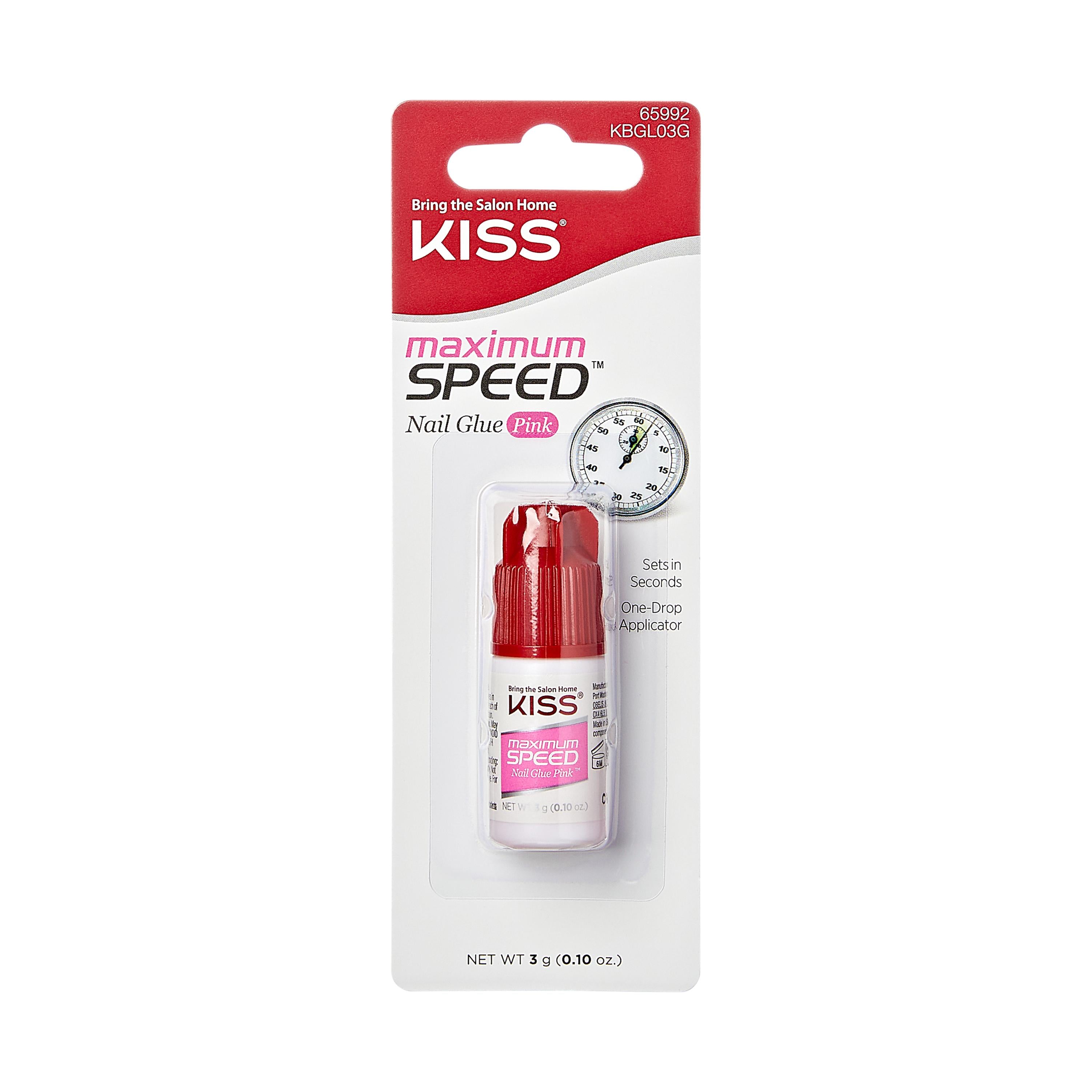Maximum Speed Pink Nail Glue in een handige verpakking met een druppelflacon voor nauwkeurig aanbrengen.