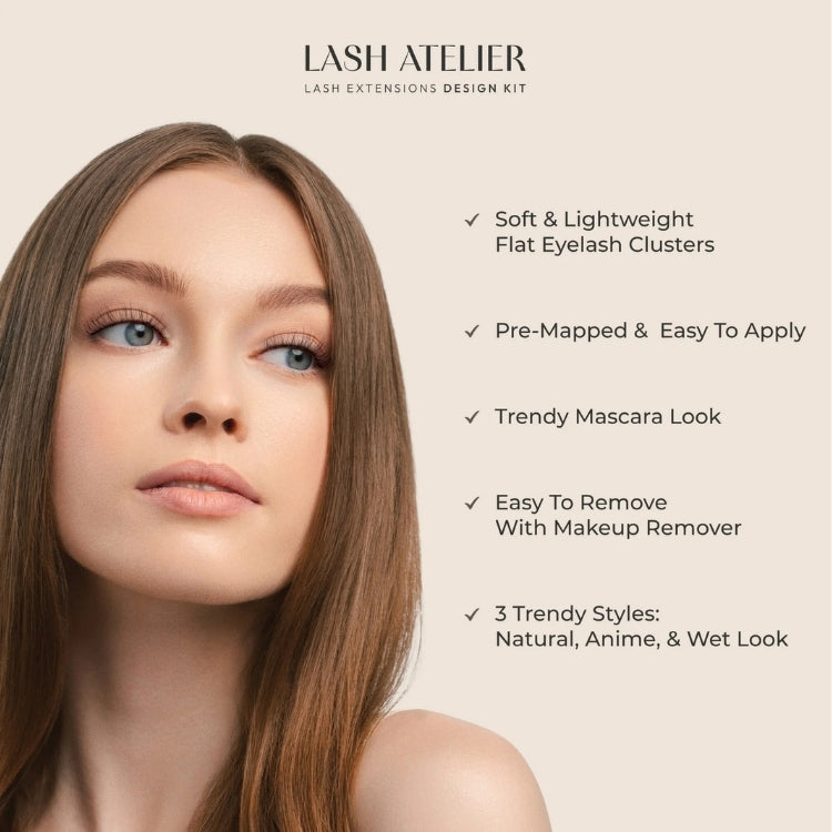 Lash Atelier Design Kit 6mm-14mm - Anime, met zachte wimperclusters in een stijlvolle verpakking voor een trendy look.