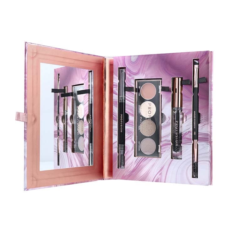 Beautiful Brows van Profusion, een luxe palette met drie poeders en accessoires in een stijlvolle, marmeren verpakking.