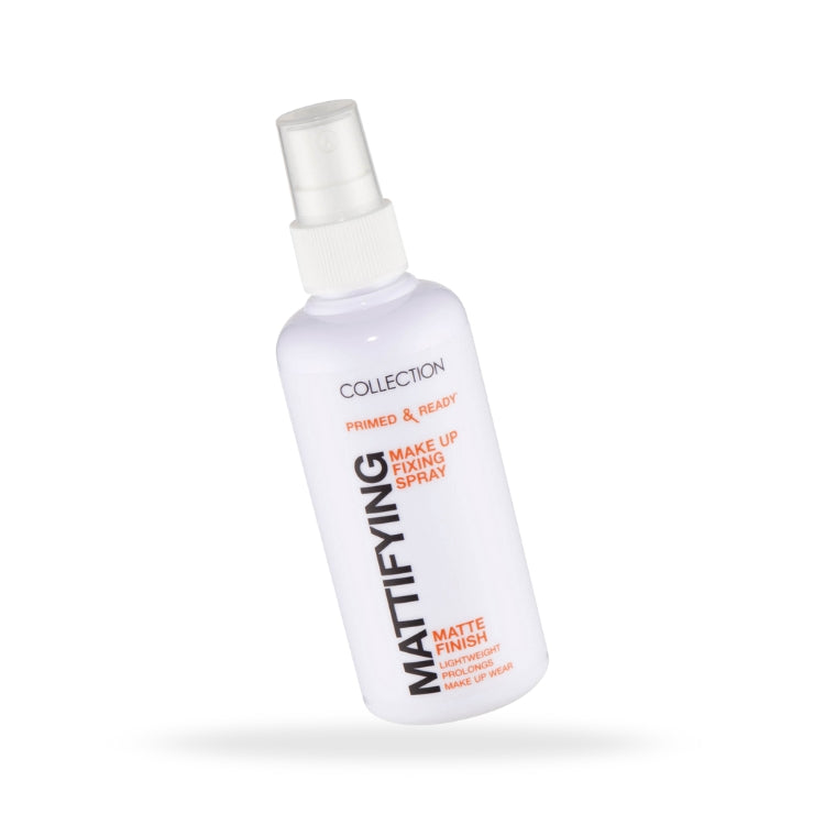 Primed and Ready Fixing Spray - Matt in een witte sprayfles voor een matte finish en langdurige make-up.