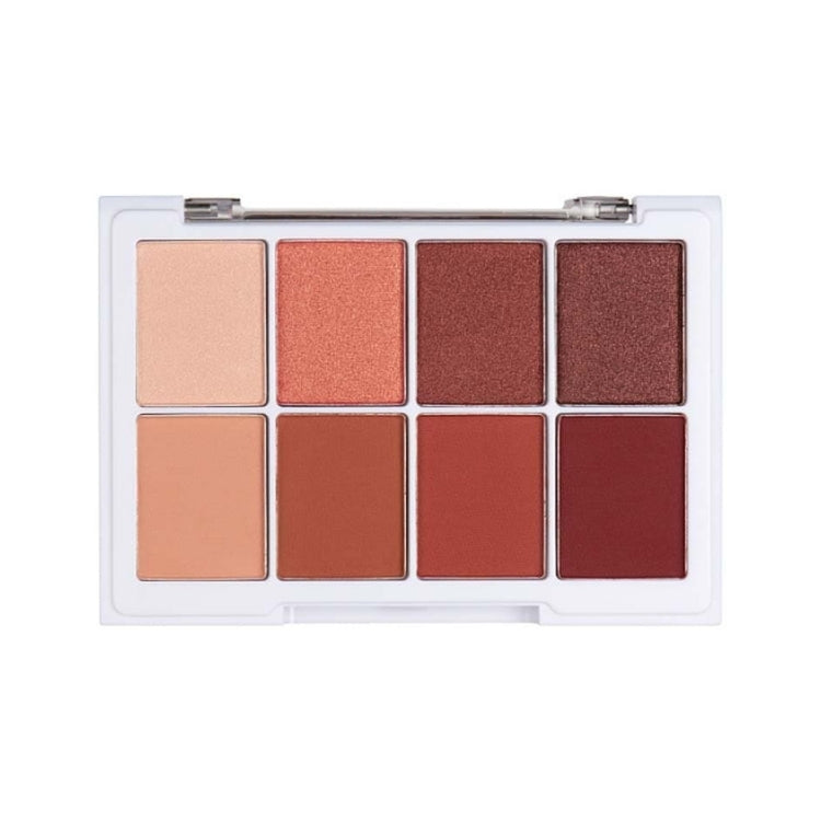 Eye Palette - Ibiza Sunsets met 8 warme tinten in een witte verpakking, perfect voor een zonsonderganglook.