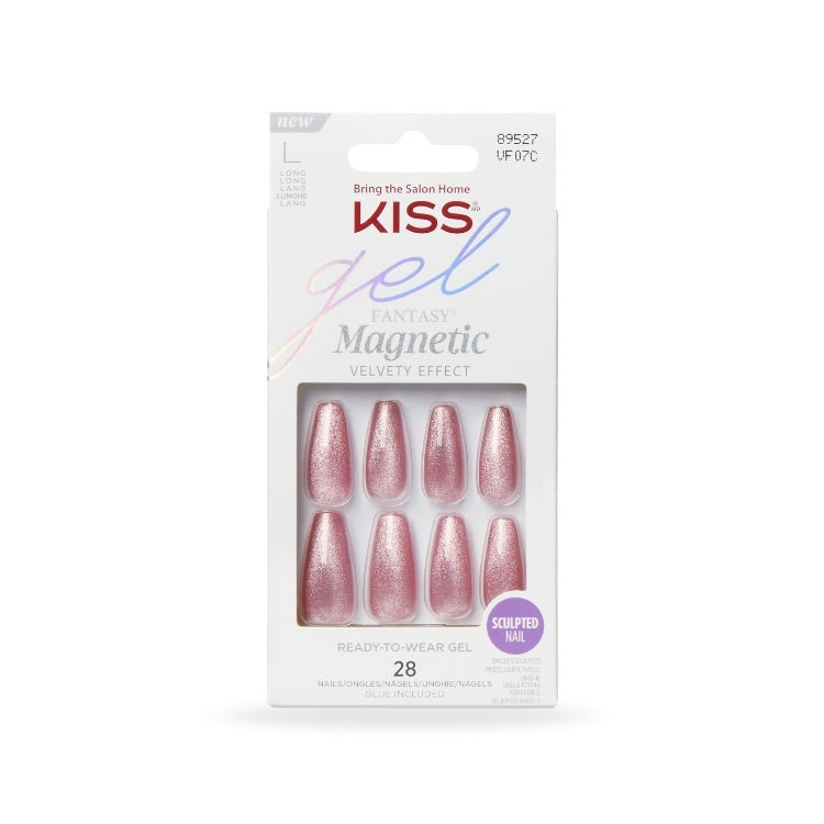 Gel Fantasy Magnetic - West Coast, roze nagels in een verpakking met zeven gel-nagels voor een luxe uitstraling.