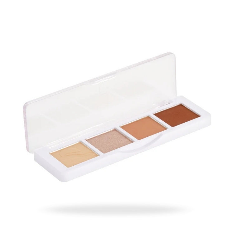 Mini Eyeshadow Palette Dubai Deserts met vijf neutrale tinten in een compacte, witte verpakking. Perfect voor dagelijkse l...
