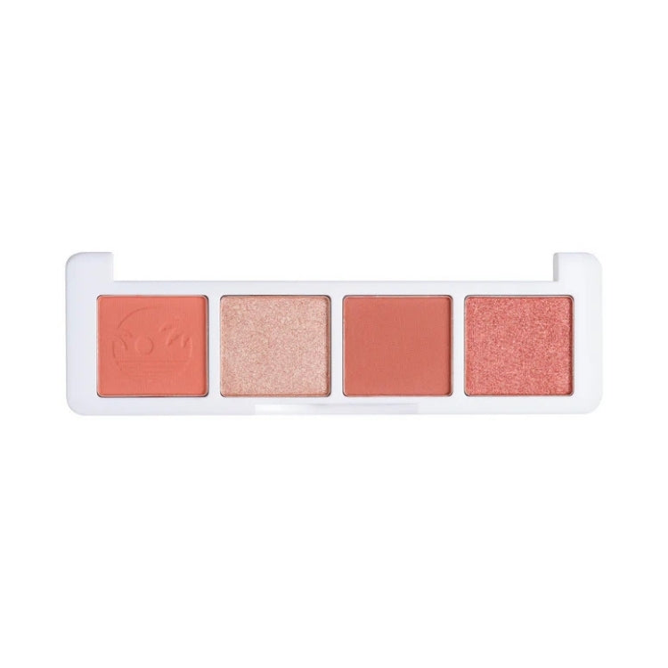 Mini Eyeshadow Palette Miami Beach met vier warme tinten in een witte, compacte verpakking. Perfect voor een zomerse look.