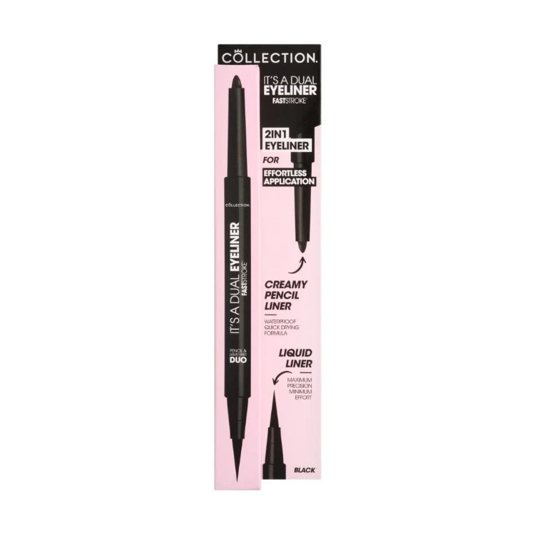 Fast Stroke It's a Dual Eyeliner in zwart, met een dubbele punt voor zowel vloeibare als potlood eyeliner.