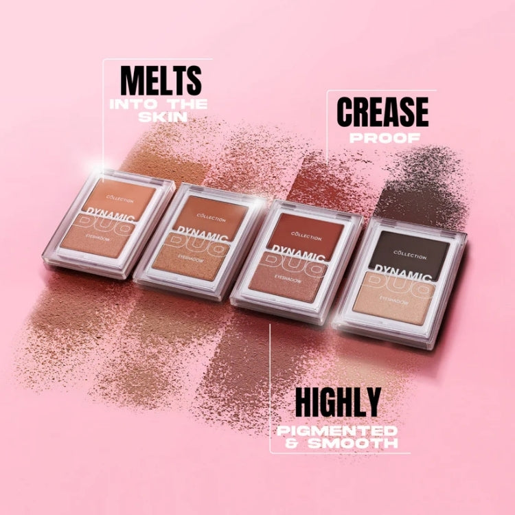 Dynamic Duo Eyeshadow - Golden Horizon in een transparante verpakking met warme gouden tinten en een gladde, gepigmenteerd...