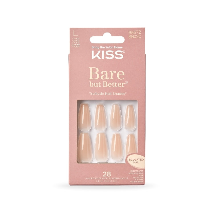 Bare But Better Nails - Nude Drama, set van 28 nude kunstnagels in een elegante verpakking. Perfect voor een natuurlijke l...