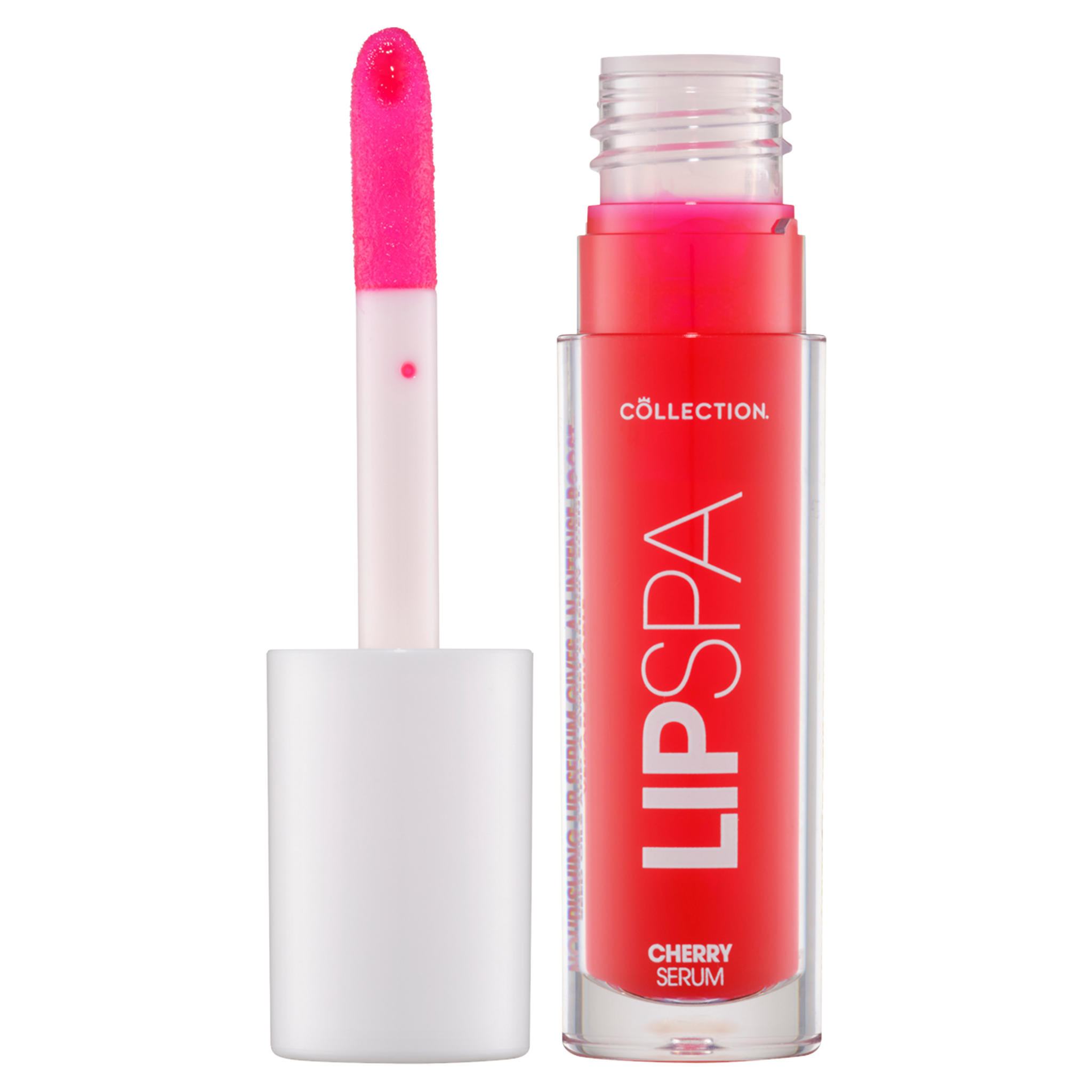 Lip Spa Lip Serum - Pink Pout in een transparante verpakking met een roze applicator en serum.