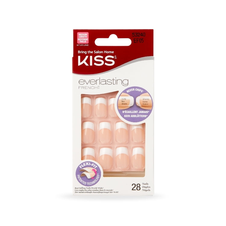 Everlasting French Nail Kit Infinite van Kiss in een transparante verpakking met 28 nagels in een natuurlijke kleur.