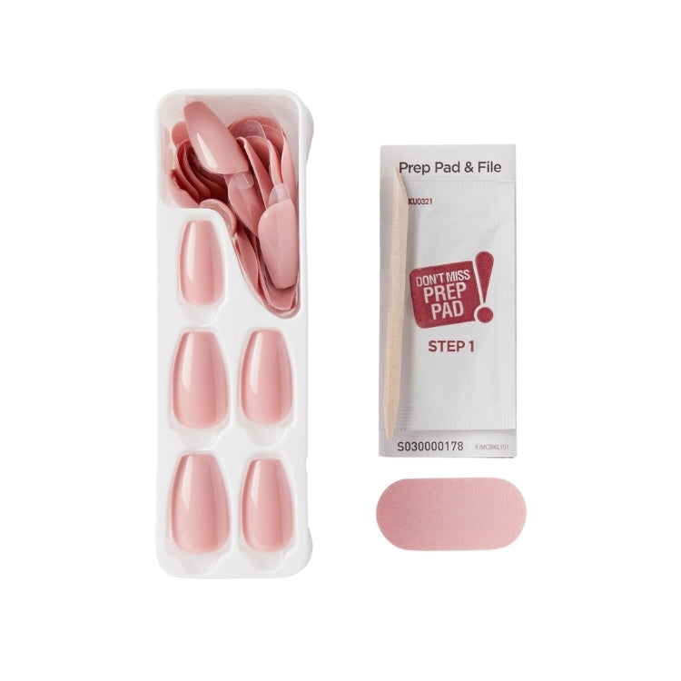 imPRESS Color Coffin - Sumptuous, set van roze nagels in coffin-vorm met prep pad en vijl in verpakking.