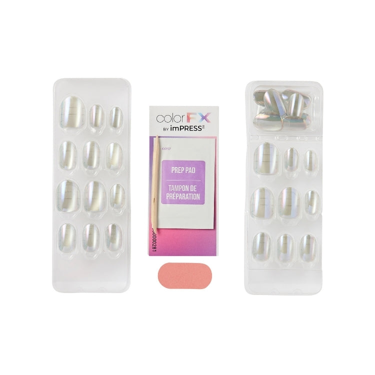 imPRESS Color FX - Sour Love, nagels in pastelkleuren met glans, inclusief voorbereidingstampon en verpakking.