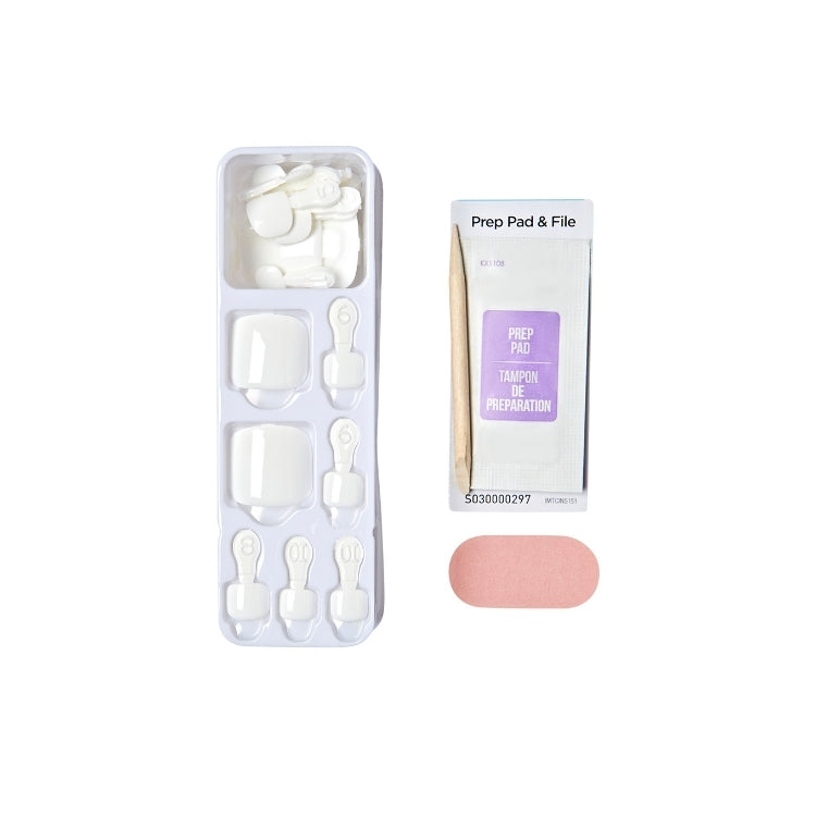 imPRESS Toenails - Angel Vibes, set met kunstnagels in diverse vormen, inclusief prep pad en vijl in verpakking.