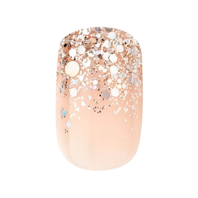 Gel Fantasy Nails - Fanciful in een zachte nude tint met glitters en een elegante afwerking. Perfect voor een feestelijke...