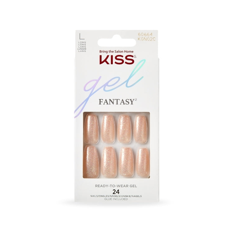 Gel Fantasy Nails - Rock Candy in een verpakking met 24 glanzende, lichtroze nagels voor een stijlvolle look.