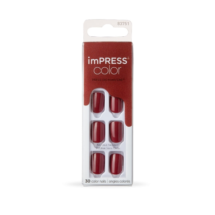 imPRESS Color - Espress(Y)Ourself, set van 30 diep bordeauxrode nagels in handige verpakking.