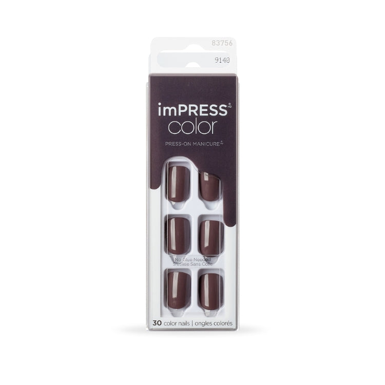 imPRESS Color - Try Gray, set van 30 grijze nepnagels in een stijlvolle verpakking. Perfect voor een snelle manicure.