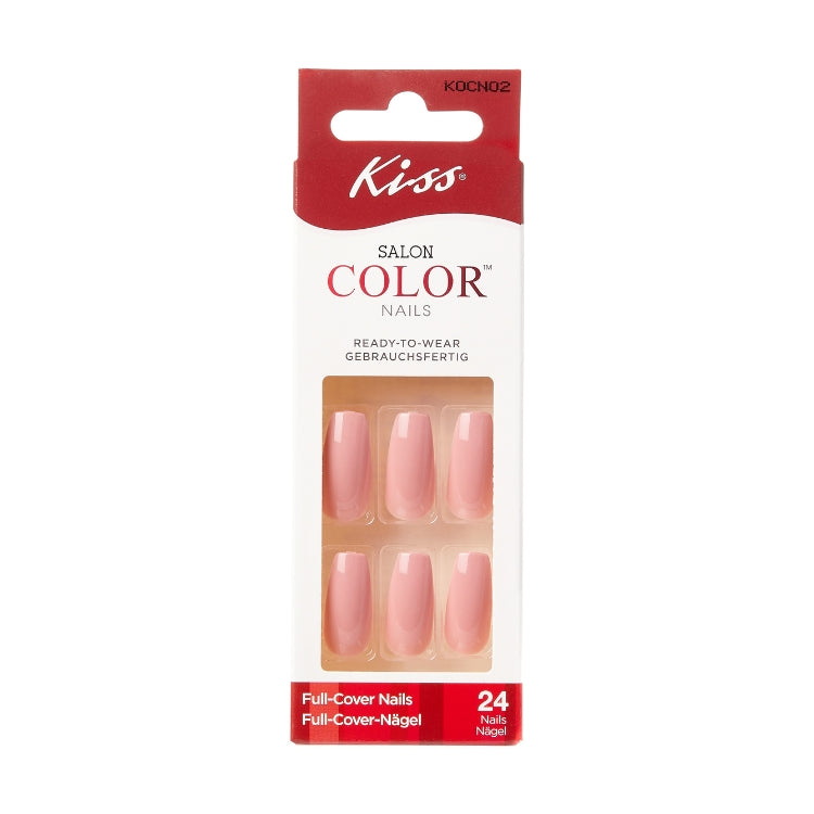 Salon Color Nails - Fake Smile, set van 24 lichtroze, full-cover nepnagels in een handige verpakking.