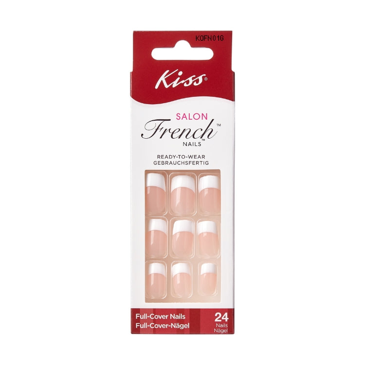 French Nails - Perfect Selfie in een elegante nude tint, verpakt in een handige doos met 24 full-cover nagels.