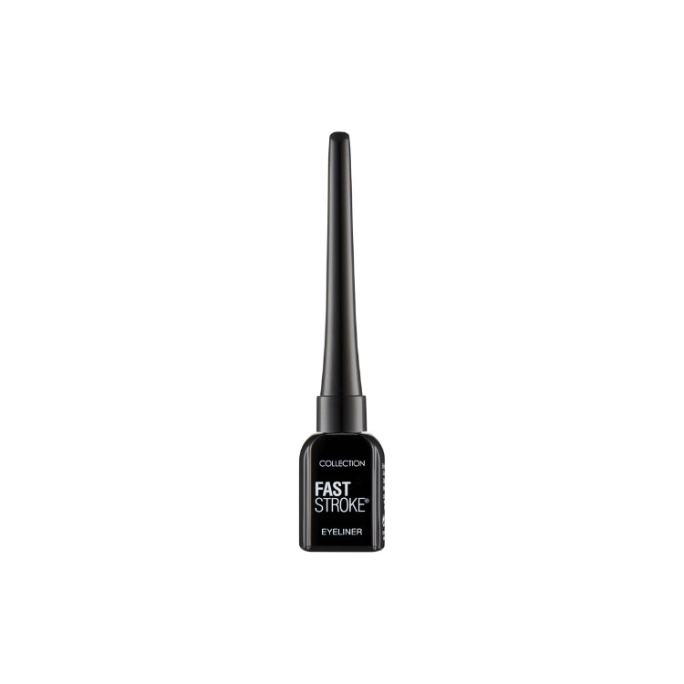 Fast Stroke Eyeliner in zwarte verpakking met een fijne applicator voor precieze lijnen. Perfect voor een strakke look.