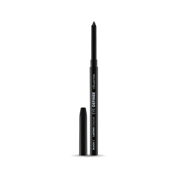 Eye Definer in zwart, een slanke eyelinerpen met een handige dop voor nauwkeurige applicatie.