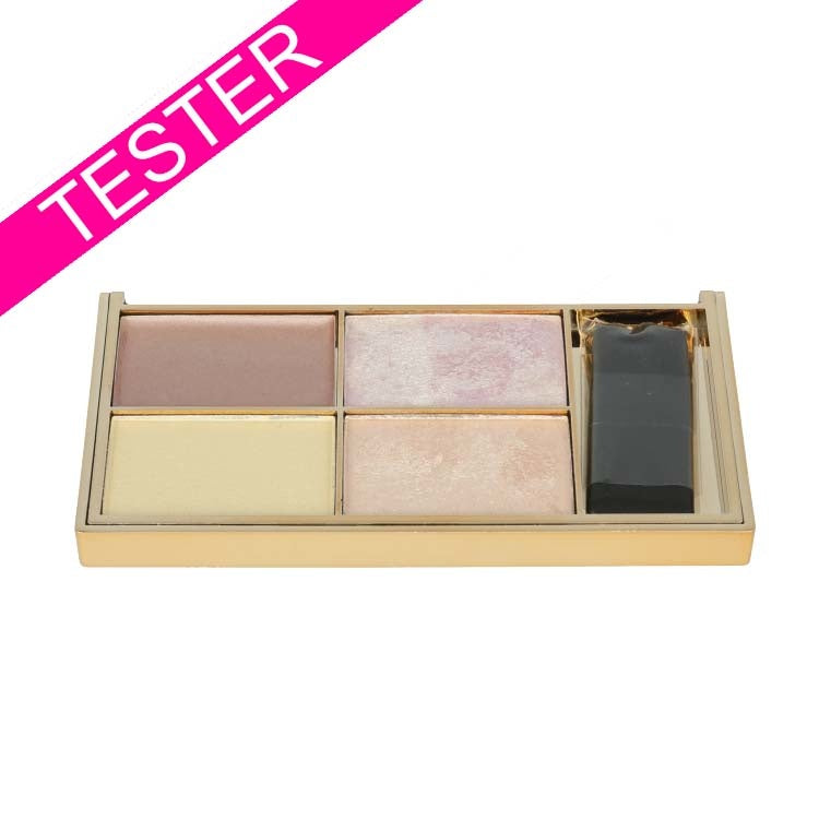 Highlighter Palette - Solstice TESTER met vier glanzende tinten in een gouden verpakking. Perfect voor een stralende look.