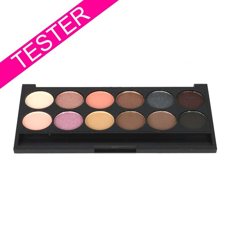 i-Divine - Oh So Special TESTER, een oogschaduwpalette met 12 kleuren in een zwarte verpakking.