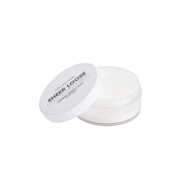 Lasting Perfection Loose Powder - Transparent in een ronde, doorzichtige verpakking met witte deksel voor een matte finish.