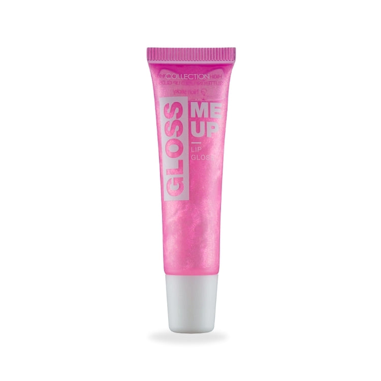 Gloss Me Up Lip Gloss in een transparante roze tube met witte details, perfect voor een glanzende liplook.