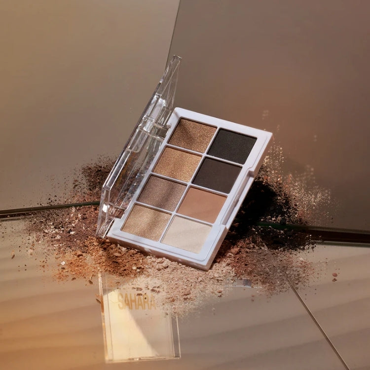 Eye Palette - Sahara Dunes met neutrale tinten in een transparante verpakking, perfect voor een natuurlijke look.