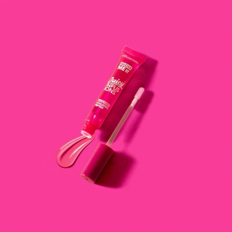 Gloss Me Up Juicy Infusion Lip Gloss in felle roze verpakking met applicator voor een glanzende finish.