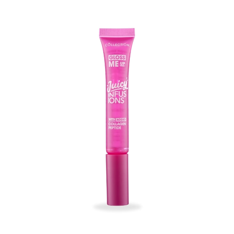Gloss Me Up Juicy Infusion Lip Gloss in een heldere, roze verpakking met een handige applicator.