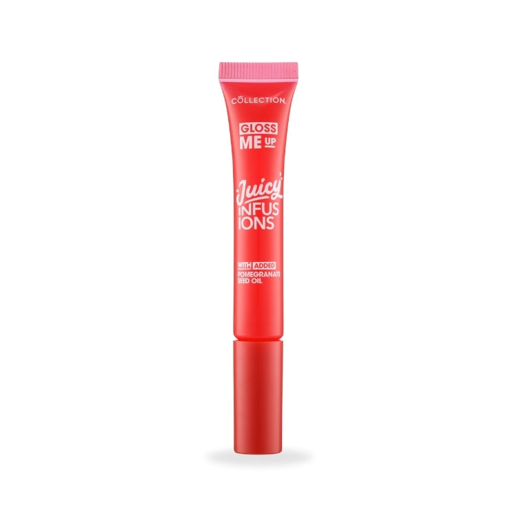 Gloss Me Up Juicy Infusion Lip Gloss in een slanke, roze tube met een glanzende finish voor een frisse look.