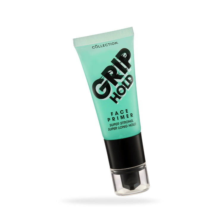 Grip Hold Face Primer in een mintgroene tube met zwarte details voor een super sterke en langdurige hold.