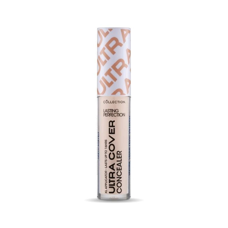 Ultra Cover Concealer in een slanke, transparante verpakking met een witte dop, ideaal voor een egale huid.