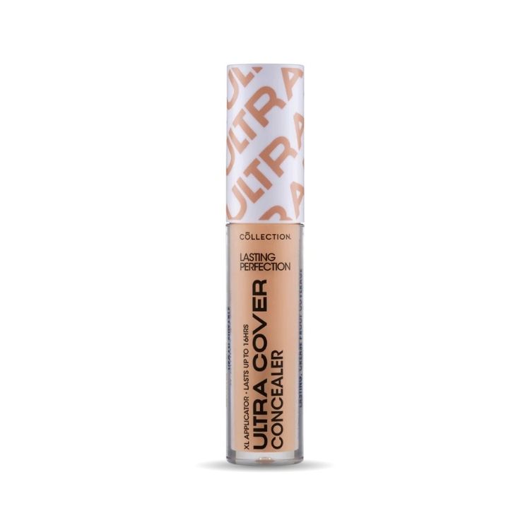 Ultra Cover Concealer in een slanke, doorzichtige verpakking met een lichte tint voor een perfecte dekking.